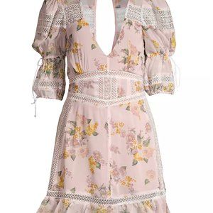 Silk! ZIMMERMANN style Isadora Dress Pink Floral Lace Ruffle